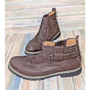 Brown Faux Leather Chelsea Boots Men's Size 11 Rugged Workwear Minimal Core